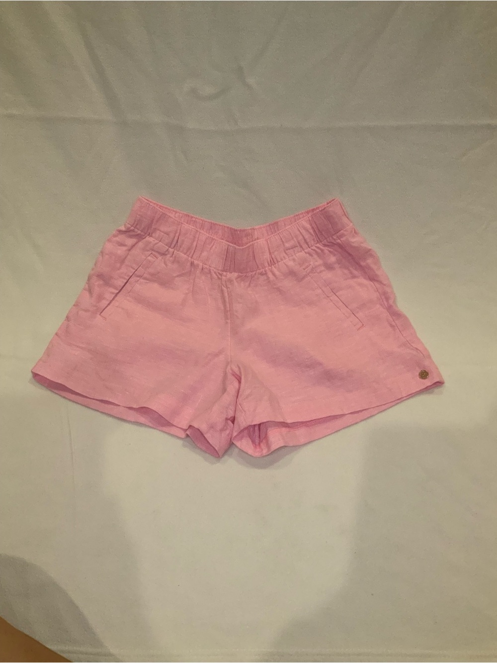 Lilly Pulitzer Light Pink Elastic-Waist Linen Shorts